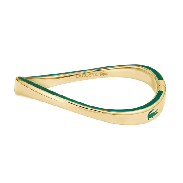 Γυναικεία χειροπέδα βραχιόλι Lacoste 2040543 σε χρυσό χρώμα από ανοξείδωτο ατσάλι διακοσμημένο με πράσινο σμάλτο