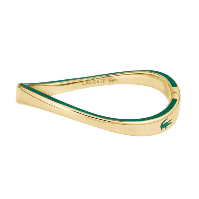 Γυναικεία χειροπέδα βραχιόλι Lacoste 2040543 σε χρυσό χρώμα από ανοξείδωτο ατσάλι διακοσμημένο με πράσινο σμάλτο