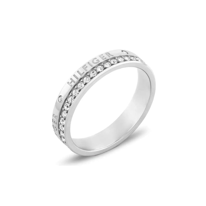 Γυναικείο ατσάλινο ασημί δαχτυλίδι Tommy Hilfiger 2780910C με ματ φινίρισμα και ζιργκόν, νούμερο 54