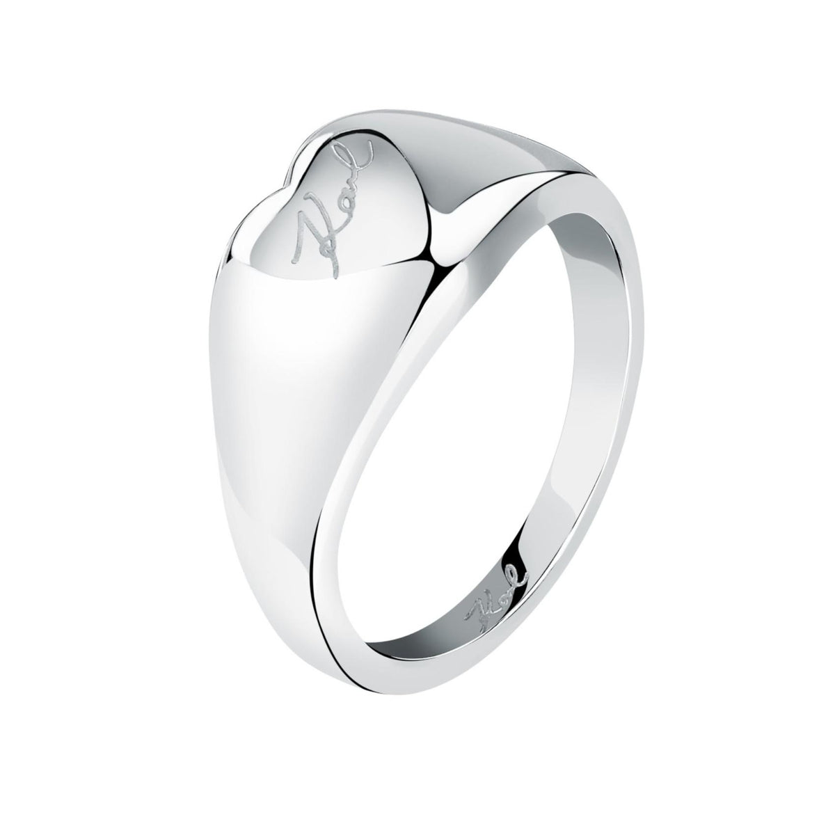 Γυναικείο ασημί δαχτυλίδι Karl Lagerfeld Charms KLAYD300 σε σχήμα καρδιάς με υπογραφή Karl