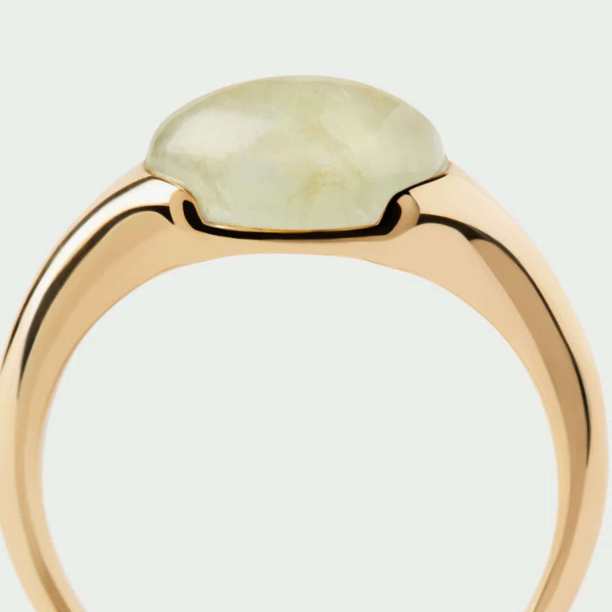 Γυναικείο δαχτυλίδι PDPAOLA AN01-D93 prehnite Bay Ring κατασκευασμένο από ασήμι 925 επιχρυσωμένο με  πράσινο ηλιόλιθο-Κοντινό 