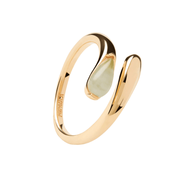 Γυναικείο δαχτυλίδι PDPAOLA AN01-D96 Prehnite Kalia Ring κατασκευασμένο από ασήμι 925 επιχρυσωμένο με πράσινο πρενίτη