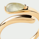 Γυναικείο δαχτυλίδι PDPAOLA AN01-D96 Prehnite Kalia Ring κατασκευασμένο από ασήμι 925 επιχρυσωμένο με πράσινο πρενίτη-κοντινό