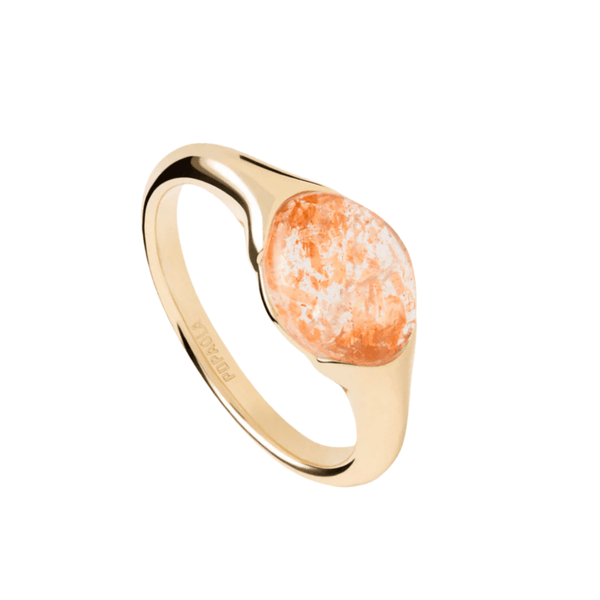 Γυναικείο δαχτυλίδι PDPAOLA AN01-D73 Sunstone Bay Ring κατασκευασμένο από ασήμι 925 επιχρυσωμένο με ηλιόλιθο-Κοντινό 
