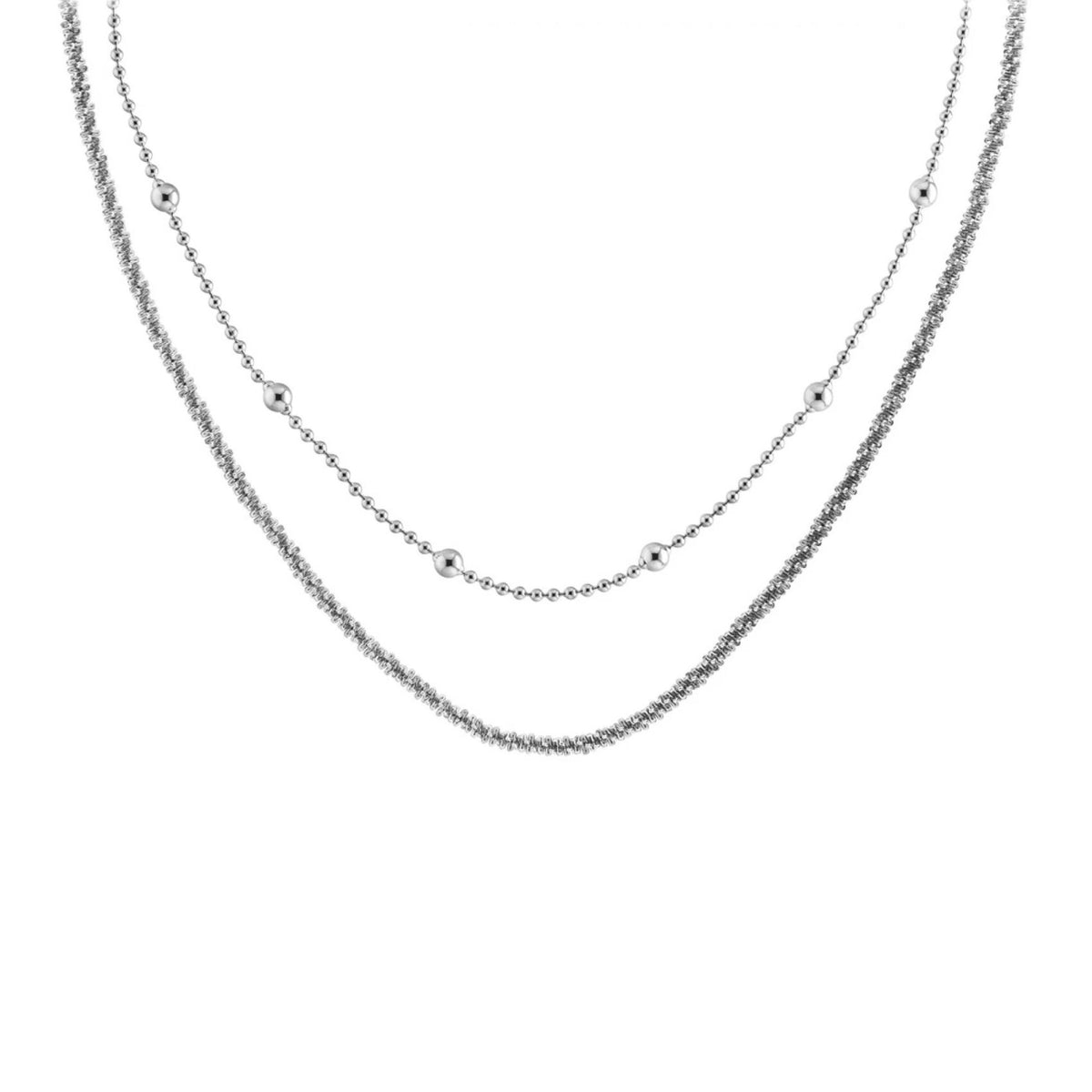 Διπλό γυναικείο κολιέ Calvin Klein Layered 35000949 ασημί από ανοξείδωτο ατσάλι