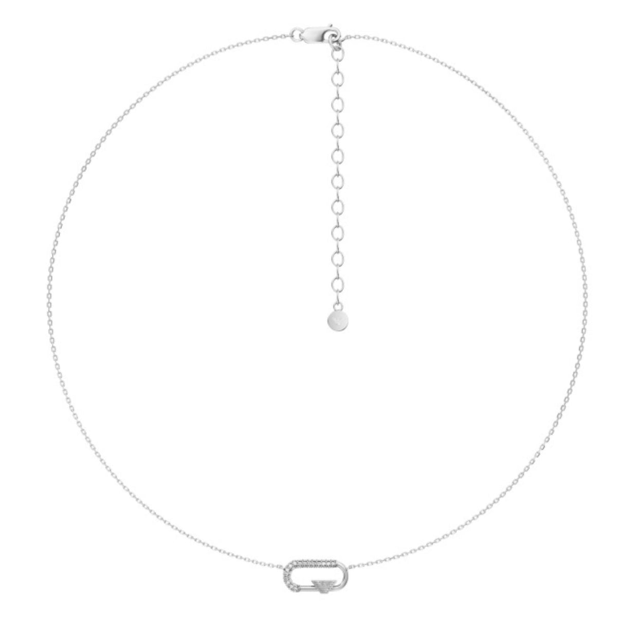 Γυναικείο κολιέ Emporio Armani Eagle Logo EGS3401040 με  ζιργκόν σε ασημί χρώμα