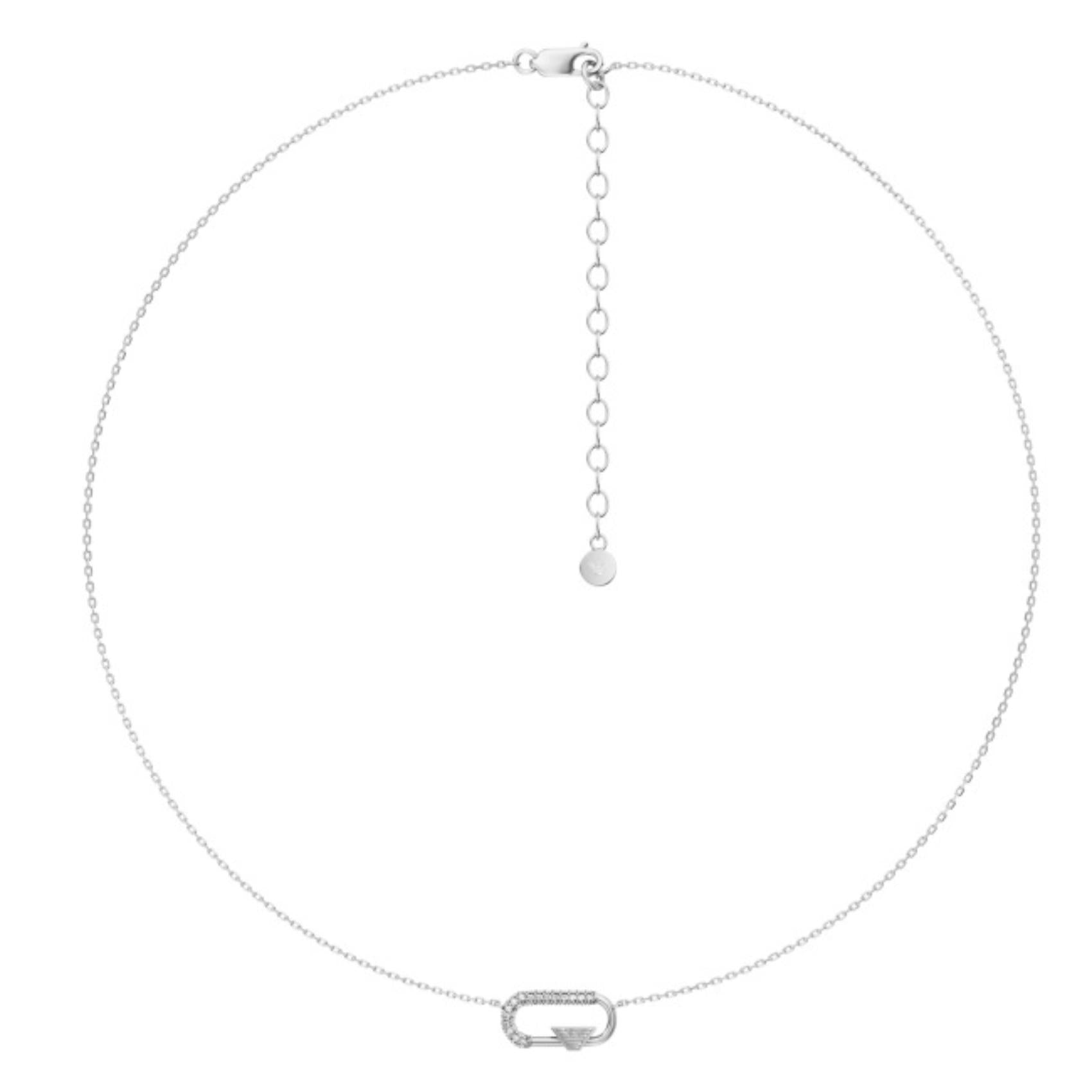 Γυναικείο κολιέ Emporio Armani Eagle Logo EGS3401040 με  ζιργκόν σε ασημί χρώμα
