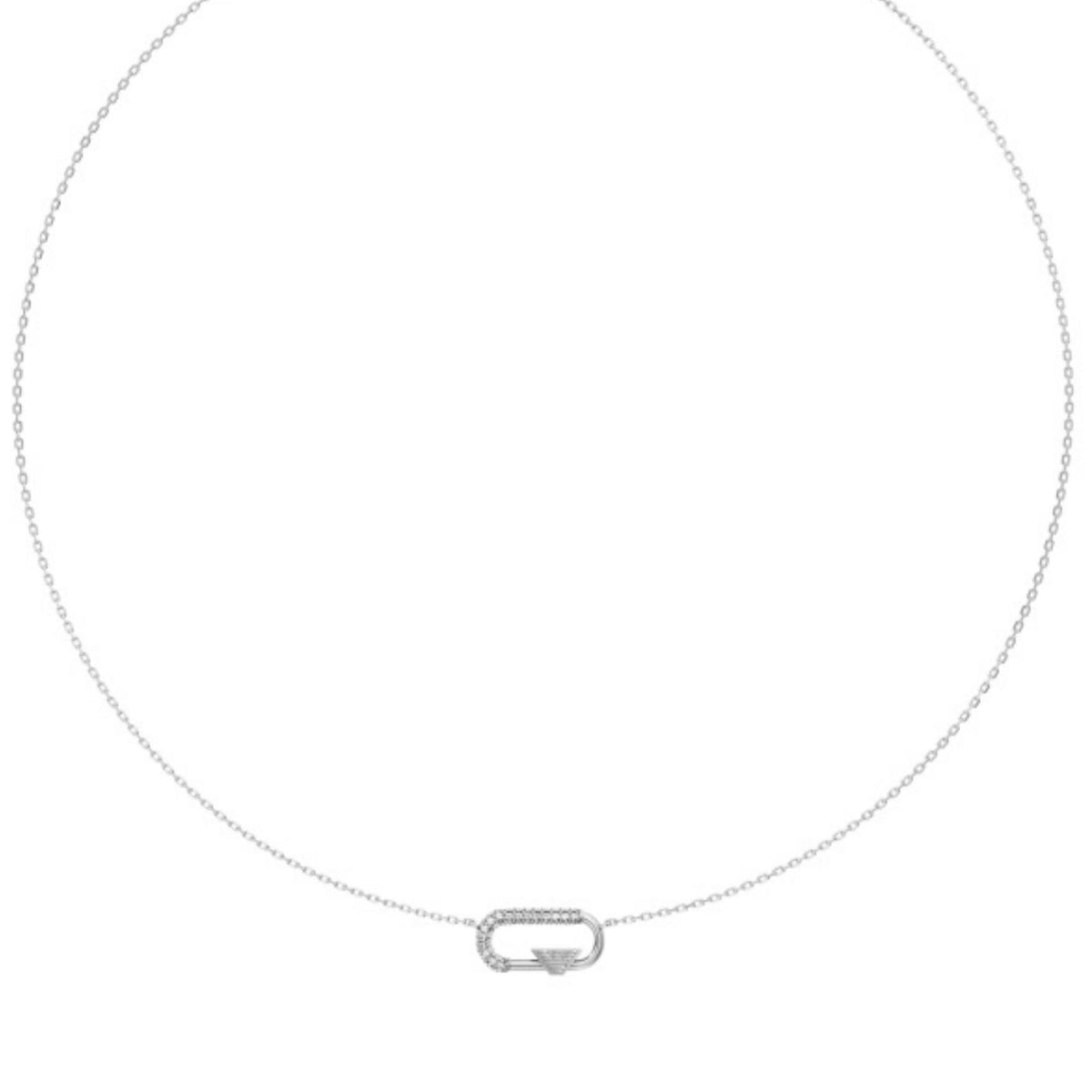 Γυναικείο κολιέ Emporio Armani Eagle Logo EGS3401040 με μοτίβο λογότυπου και ζιργκόν σε ασημί χρώμα