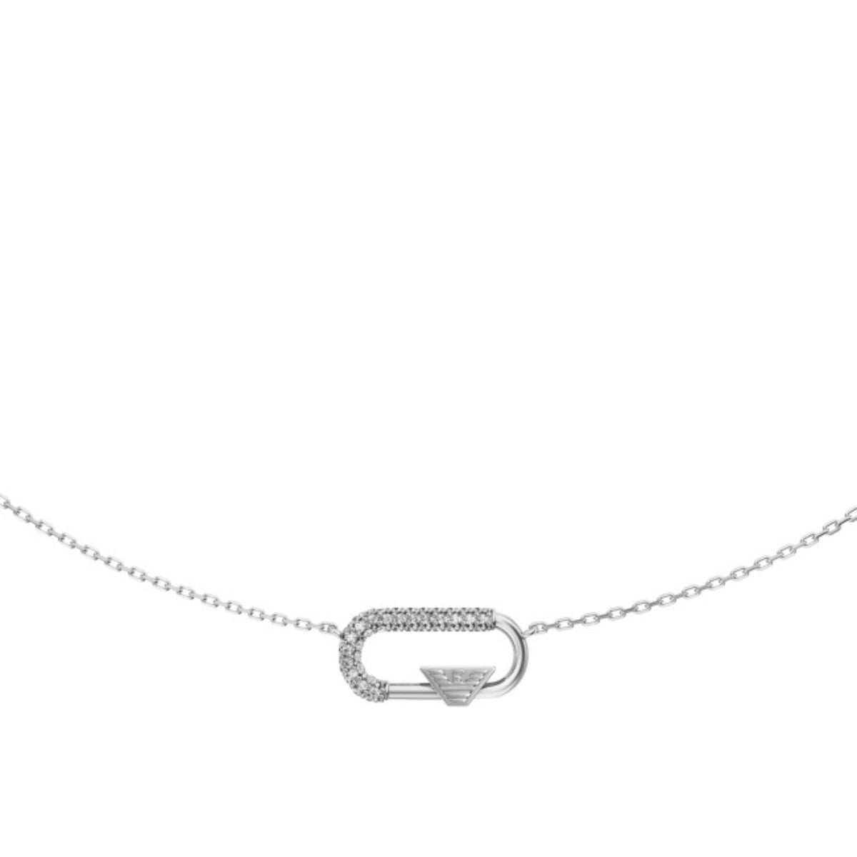 Κεντρικό μοτίβο λογότυπου με ζιργκόν pavé Emporio Armani Eagle Logo EGS3401040 σε ασημί χρώμα
