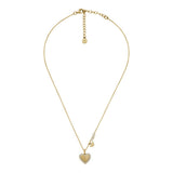 Γυναικείο κολιέ Emporio Armani Sentimental EG3622710 από ασήμι 925 σε χρυσό χρώμα με κρεμαστό καρδιά και λευκά ζιργκόν.