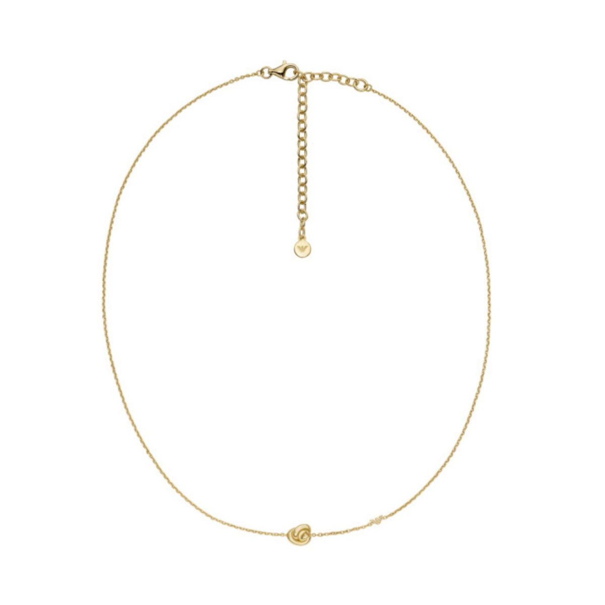 Χρυσό κολιέ Emporio Armani Sentimental EG3636710 από ασήμι 925 με κεντρικό κόμπο και κούμπωμα αστακό
