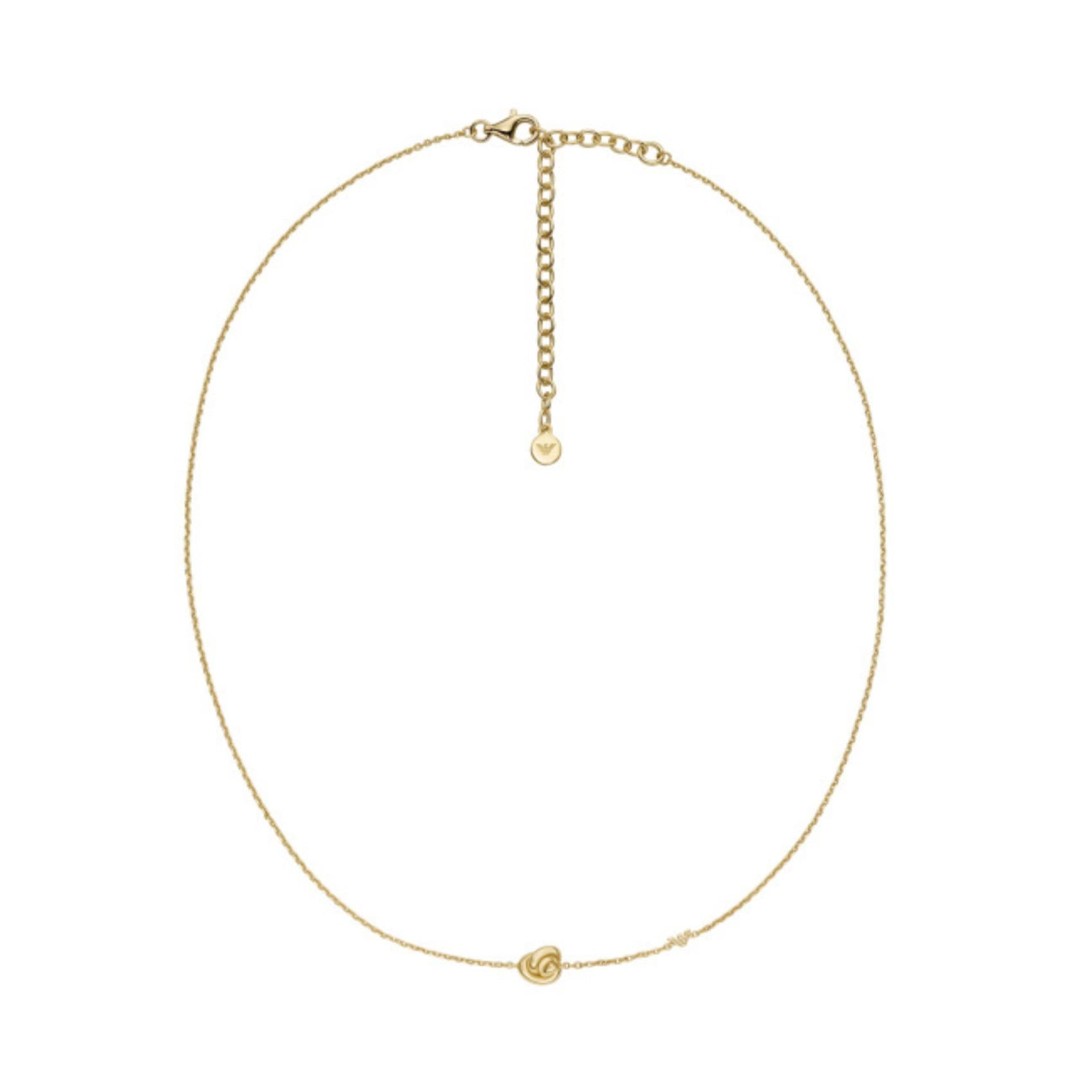 Χρυσό κολιέ Emporio Armani Sentimental EG3636710 από ασήμι 925 με κεντρικό κόμπο και κούμπωμα αστακό