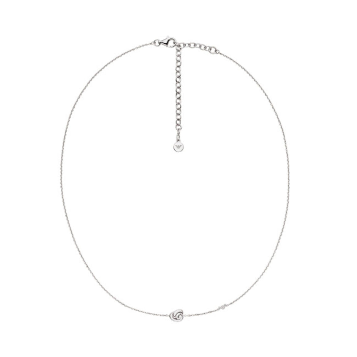 Ασημί κολιέ Emporio Armani Sentimental EG3642040 από ασήμι 925 με κεντρικό κόμπο και κούμπωμα αστακό