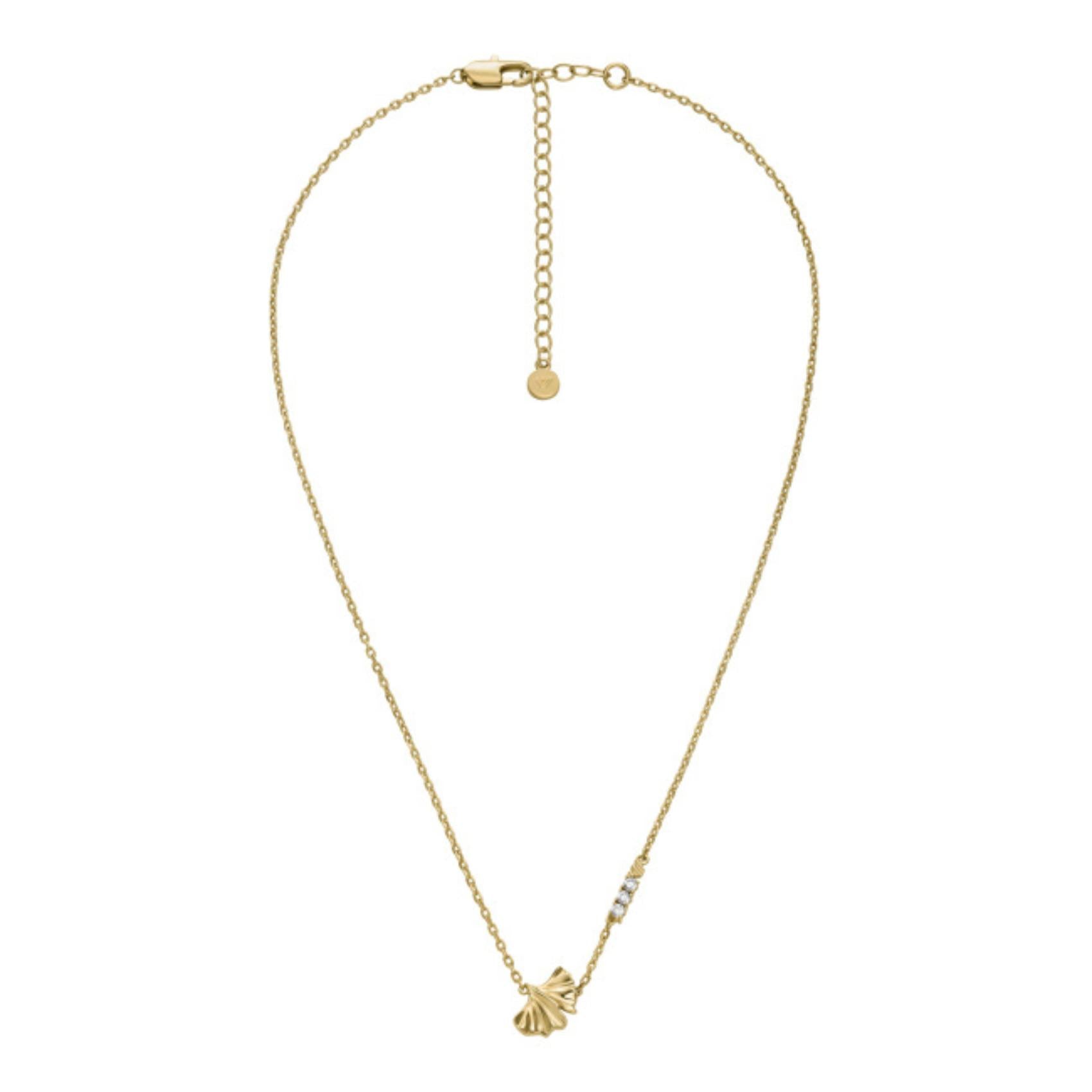 Μενταγιόν φύλλο ginkgo με τρία ζιργκόν Emporio Armani Sentimental EGS3262710 σε χρυσό χρώμα