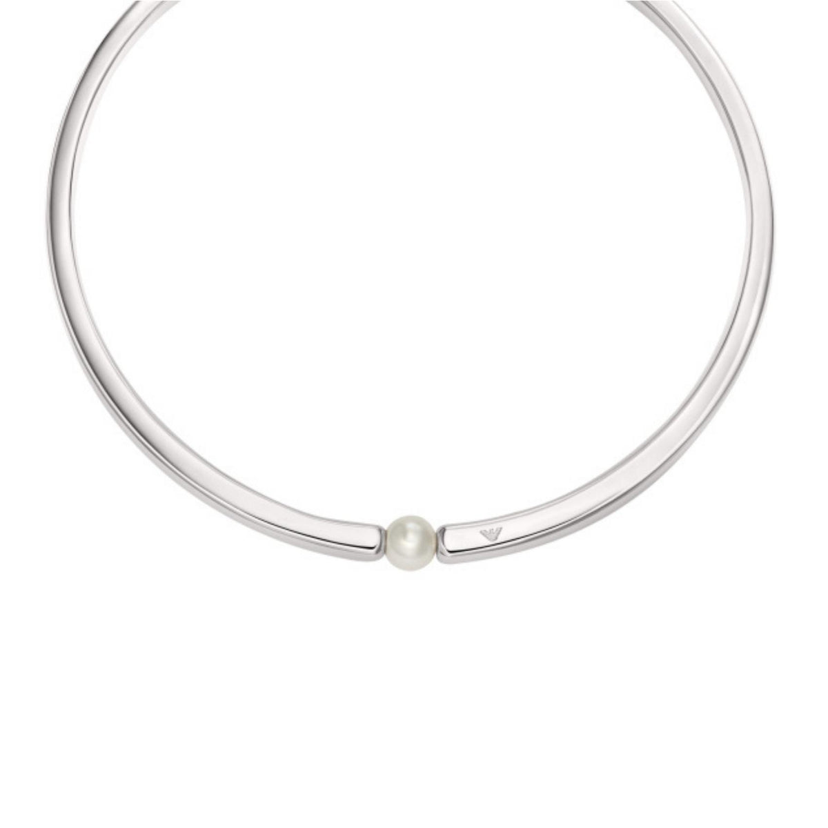 Γυναικείο κολιέ Emporio Armani Trend EGS3255040 τσόκερ με λευκή πέρλα σε ασημί χρώμα