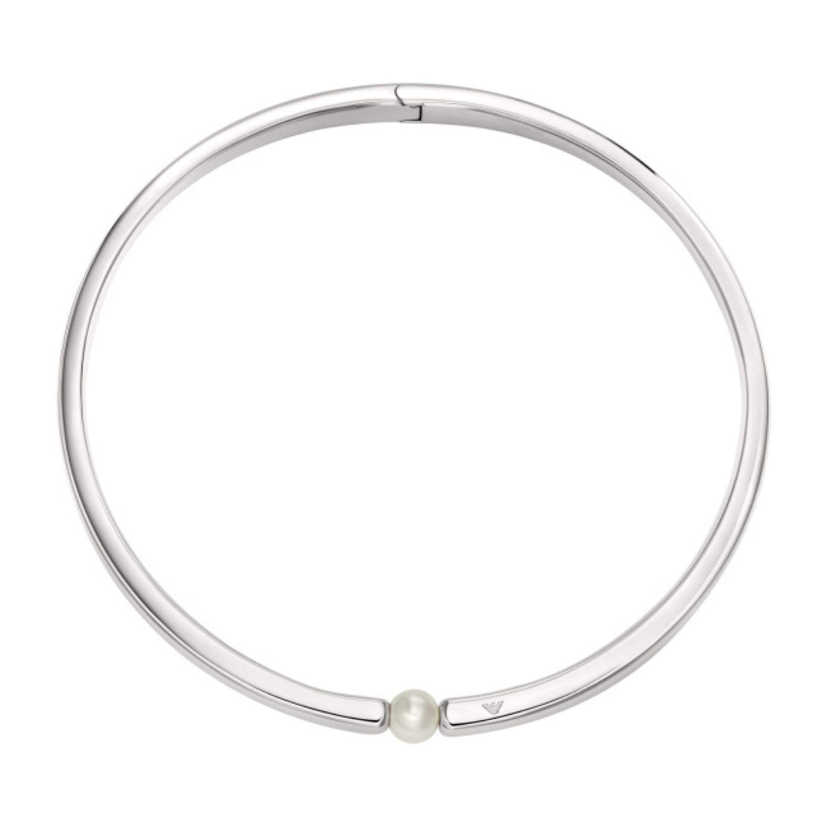 Ασημί τσόκερ Emporio Armani Trend EGS3255040 από ορείχαλκο με λευκή πέρλα στο κέντρο