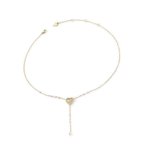 Κολιέ Guess Beloved JUBN06007JWYGT/U Χρυσό με Καρδιά & Πέρλες