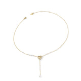 Γυναικείο κολιέ Guess Beloved JUBN06007JWYGT/U σε χρυσό χρώμα με καρδιά, πέρλες και πέτρες.
