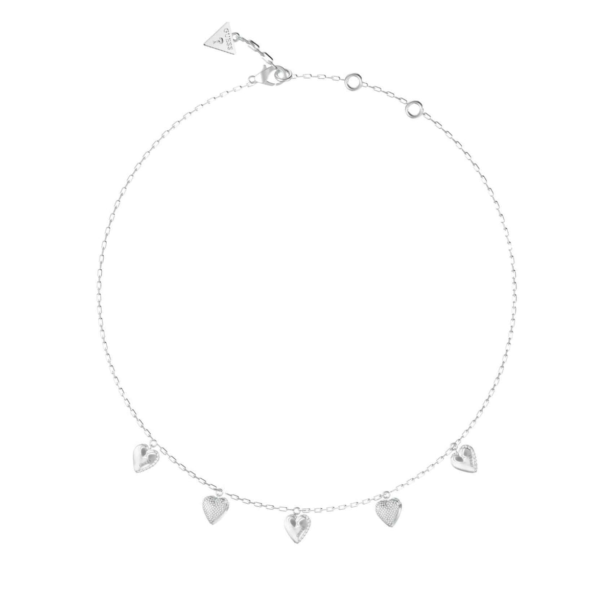 Κολιέ Guess By Your Side JUBN06081JWRHT/U Ασημί με Κρεμαστές Καρδιές