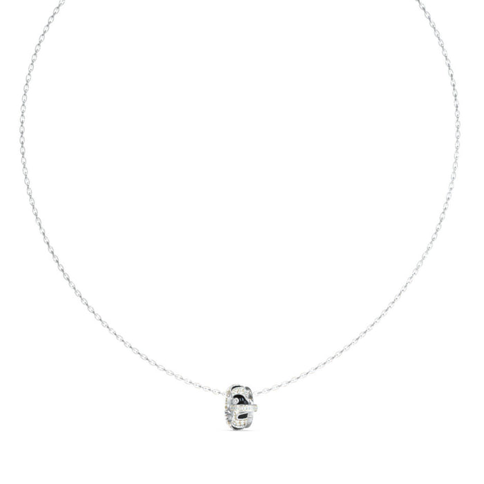 Γυναικείο κολιέ Guess Fabulous Me JUBN05191JWRHBKT/U από ανοξείδωτο ατσάλι σε ασημί και μαύρο χρώμα με δίχρωμο σχέδιο, ζιργκόν και λογότυπο Guess.