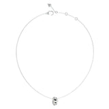Γυναικείο κολιέ Guess Fabulous Me JUBN05191JWRHBKT/U από ανοξείδωτο ατσάλι σε ασημί και μαύρο χρώμα με ζιργκόν και λογότυπο Guess.