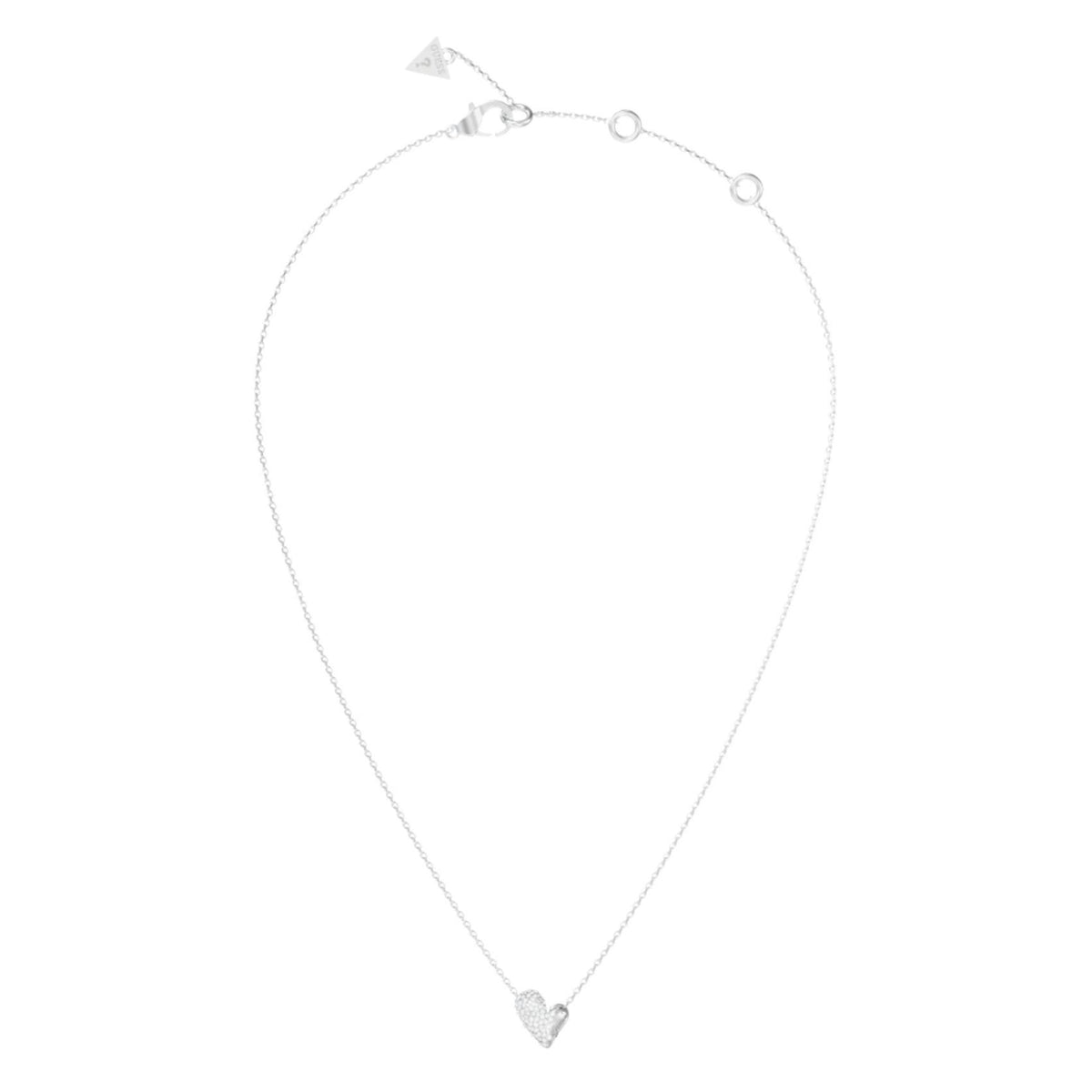 Γυναικείο κολιέ Guess Golden Love JUBN06370JWRHT/U ασημί με καρδιά και πέτρες