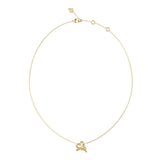 Γυναικείο κολιέ Guess Love Bites JUBN06056JWYGT/U σε χρυσό χρώμα με καρδιές και λογότυπο.