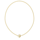 Γυναικείο κολιέ Guess Steel Majorelle JUBN05371JWYGT/U σε χρυσό χρώμα με σχέδιο και λογότυπο.