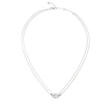 Γυναικείο κολιέ Guess Marina JUBN06220JWRHT/U από ανοξείδωτο ατσάλι σε ασημί χρώμα με διπλή αλυσίδα και ζιργκόν.