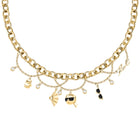 Κολιέ Karl Lagerfeld Charms KLAYD01 Χρυσό με Διπλή Αλυσίδα & Κρεμαστά Σχέδια