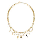 Κολιέ Karl Lagerfeld Charms KLAYD01 Χρυσό με Διπλή Αλυσίδα & Κρεμαστά Σχέδια