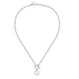Γυναικείο κολιέ Karl Lagerfeld Pearl KLAYR04 ολόκληρο από ανοξείδωτο ατσάλι σε ασημί χρώμα με λευκή πέρλα.