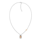 Γυναικείο Κολιέ Tommy Hilfiger Ασημί Με Ροζ Χρυσό Κρεμαστό Και Ζιργκόν 2780577