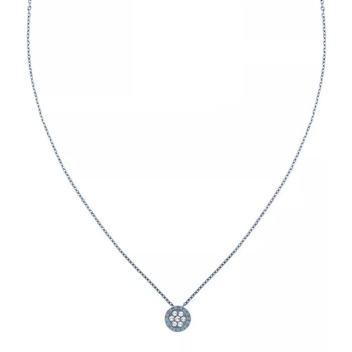 Λεπτομέρεια του ατσάλινου ασημί κολιέ Tommy Hilfiger 2780737 μήκους 40–50 cm με κρεμαστό και ζιργκόν.