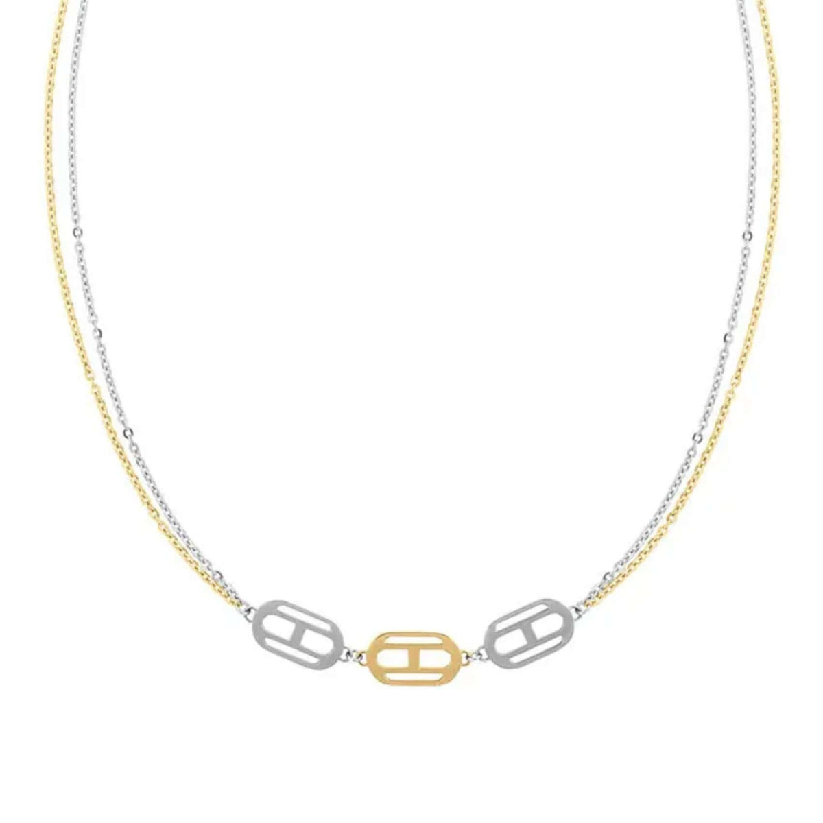 Γυναικείο δίχρωμο κολιέ Tommy Hilfiger 2780550 μήκους 40–50 cm με διπλή αλυσίδα.