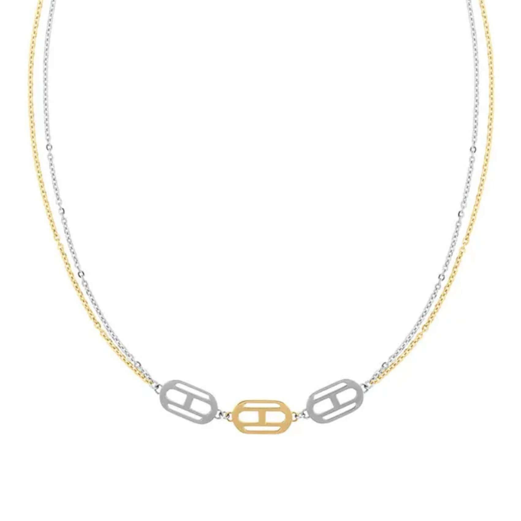 Γυναικείο δίχρωμο κολιέ Tommy Hilfiger 2780550 μήκους 40–50 cm με διπλή αλυσίδα.