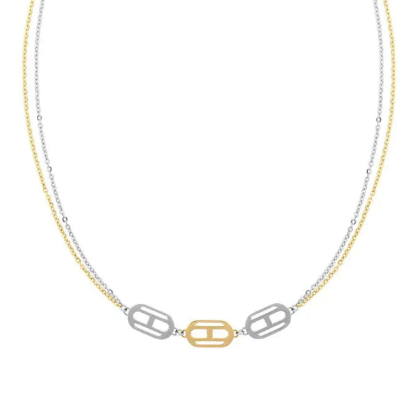 Γυναικείο δίχρωμο κολιέ Tommy Hilfiger 2780550 μήκους 40–50 cm με διπλή αλυσίδα.