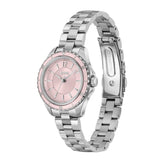 Ροζ καντράν 30mm του γυναικείου ρολογιού Boss Sage Aqua 1502847 με ασημί λεπτομέρειες και ορυκτό κρύσταλλο ειδικής σκλήρυνσης.