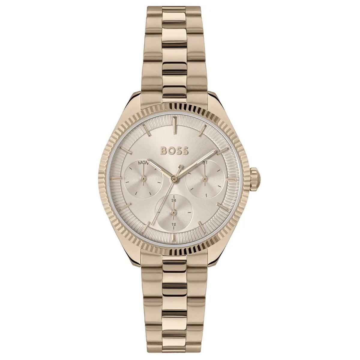 Γυναικείο ρολόι Boss Sage Sport 1502801 με σαμπανί μπρασελέ και σαμπανί καντράν