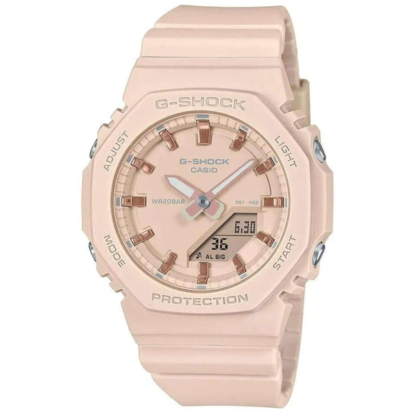 Γυναικείο ρολόι Casio G-SHOCK GMA-P2100M-4AER με ροζ λουράκι βιολογικής προέλευσης και ροζ καντράν 40.2 mm.