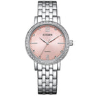 Γυναικείο Ρολόι Citizen Elegance EL3100-55W με Ασημί Μπρασελέ & Ροζ Καντράν