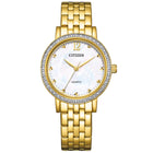 Γυναικείο Ρολόι Citizen Elegance EL3102-50D με Χρυσό Μπρασελέ & Λευκό Καντράν