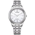 Γυναικείο Ρολόι Citizen Elegance EM0411-71A με Ασημί Μπρασελέ & Λευκό Καντράν