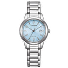 Γυναικείο Ρολόι Citizen Elegance FE1241-71L με Ασημί Μπρασελέ & Γαλάζιο Καντράν