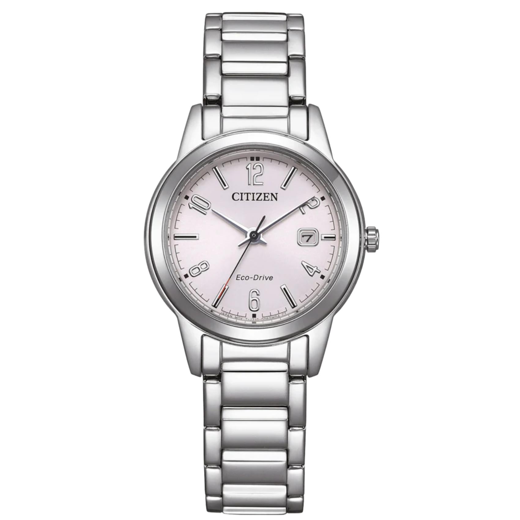 Γυναικείο ρολόι Citizen FE1241-71Z με ασημί μπρασελέ και ανοιχτό ροζ καντράν