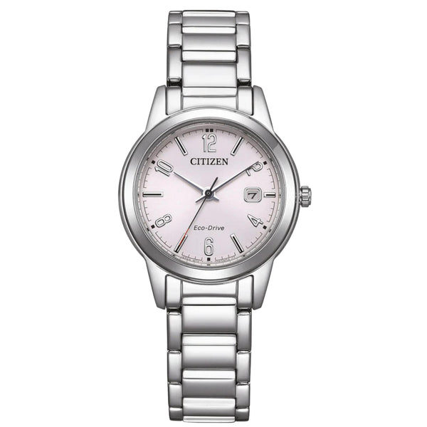 Γυναικείο ρολόι Citizen FE1241-71Z με ασημί μπρασελέ και ανοιχτό ροζ καντράν
