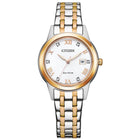 Γυναικείο Ρολόι Citizen Elegance FE1246-85A με Ασημί-Ροζ Χρυσό Μπρασελέ & Λευκό Καντράν