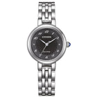 Γυναικείο Ρολόι Citizen L EM0990-81E με Ασημί Μπρασελέ & Μαύρο Καντράν