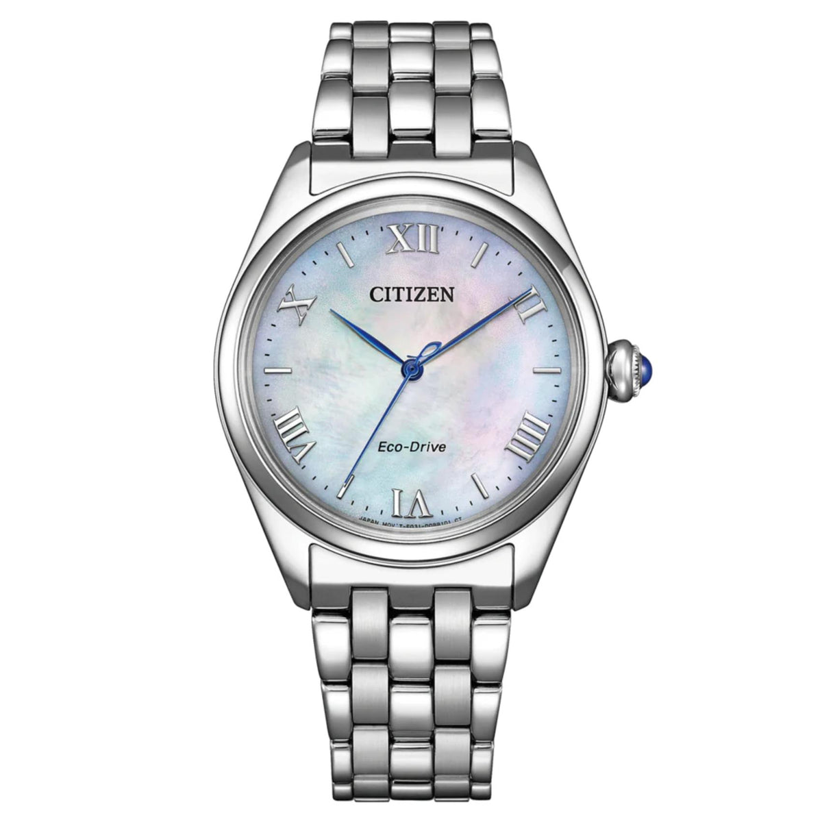 Γυναικείο ρολόι Citizen EM1140-80D με ασημί μπρασελέ και λευκό φίλντισι καντράν