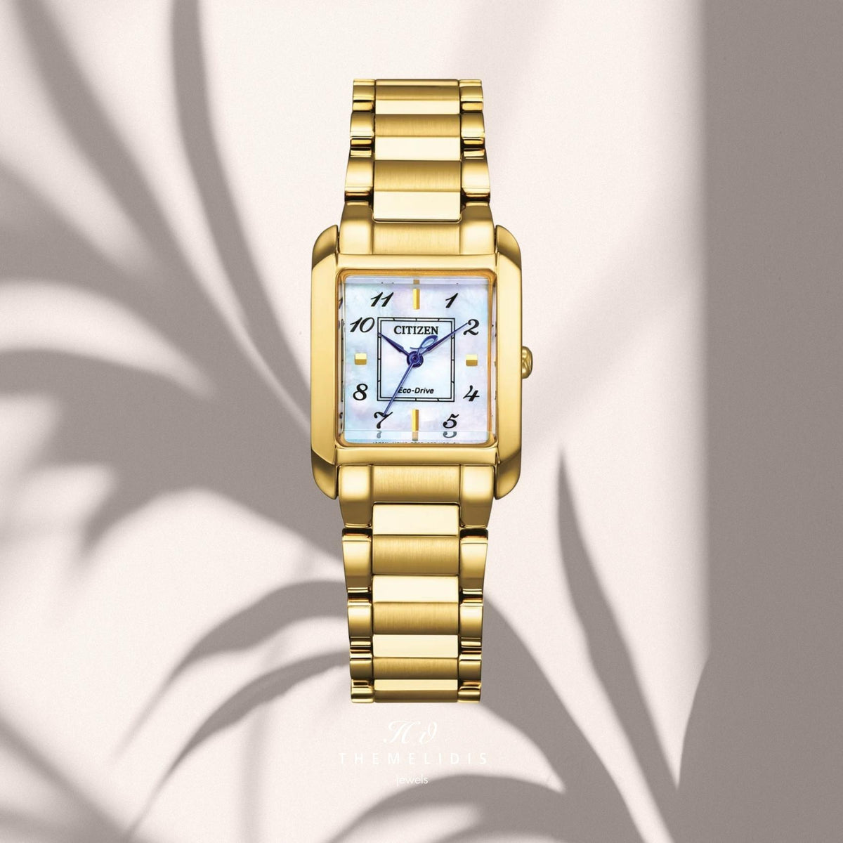 Γυναικείο ρολόι Citizen L EW5602-81D με χρυσό μπρασελέ, λευκό φίλντισι καντράν 28.4x21.5mm